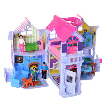 Будиночок для ляльок (мебель, фігурки, собачка, 20-24-16 см) F611