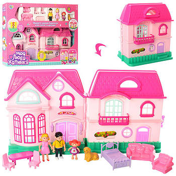 Будиночок для ляльок (меблі, фігурки 4шт, звук, світло, на батарейках, 23,5-24-12см) 16526A