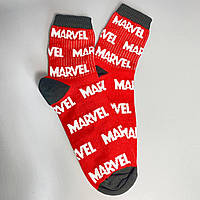 Мужские носки высокие трикотажные демисезонные красные в ярком стиле Marvel 1 пара 40-45 для парней BG