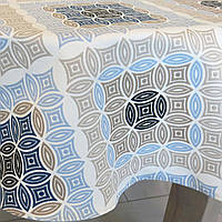 Скатертина бавовняна на овальний стіл водовідштовхувальна з тефлоновим покриттям "Калейдоскоп"