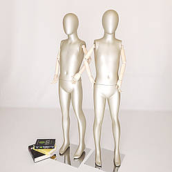 Манекени дитячі, підліткові з дерев'яними руками на шарнірах в повний зріст золотисті