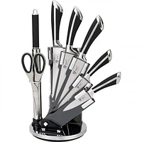 Набор кухонных нержавеющих ножей с подставкой Royalty Linе KSS 700 черный