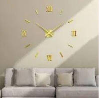 Стильные яркие часы на стену Horloge 3d DIY кварц 55 см золото № 173720