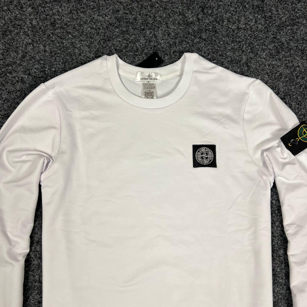Світшот stone island чоловіча весна літо осінь білий кофта стон айленд весняна осіння літня