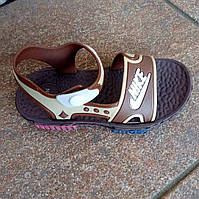 Босоніжки-мильниці дитячі коричнево-бежеві на кнопці