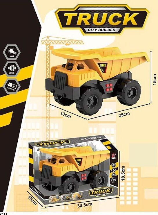 001-2 Спецтехніка Самоскид, світло, звук, 4 кнопки, інерція, відкидний кузов