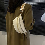 Жіноча класична сумка FASHION 9434 бананка крос-боді на ремінці через плече біла, фото 5