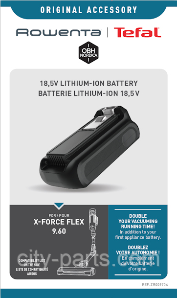 Акумулятор для пилососу Rowenta 18.5V 2000mAh X-Force Flex 9.60 ZR009704 (ZR009711) Оригінал, фото 1