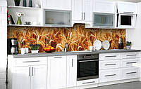 Скинали на кухню Zatarga «Пшеничное поле» 600х2000 мм виниловая 3Д наклейка кухонный фартук самоклеящаяся
