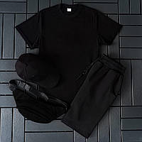 Мужской летний базовый комплект 4в1 (футболка, шорты, кепка, сумка)
