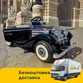 Дитячий Ретро Електромобіль Mercedes (2 мотори 35W, акум. 12V10AH, EVA, USB, FM) Bambi M 2771EBLRS-2 Чорний