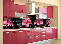 Скинали на кухню Zatarga «Розовый гибискус Жемчуг» 600х2000 мм виниловая 3Д наклейка кухонный фартук