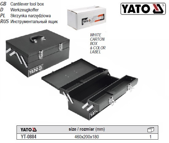 Ящик для инструмента YATO металл 460х200х180 мм YT-0884