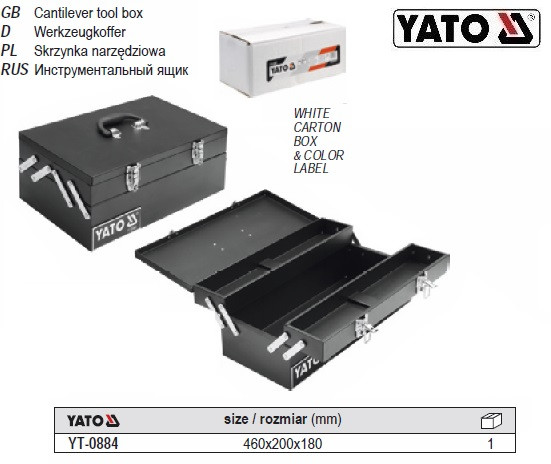 Ящик для інструменту YATO Польща метал 460х200х180 мм YT-0884
