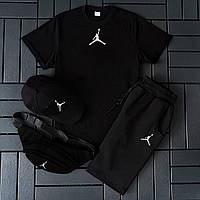 Мужской летний комплект "Jordan" (футболка + шорты + кепка + барсетка) в разных цветах, S