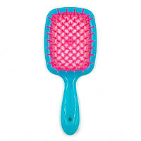 Расческа для волос прямоугольная  SUPERBRUSH RECTANGULAR HAIRBRUSH STANDART JANEKE Бірюзовий з рожевим