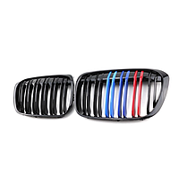 Решітка ноздрі BMW (БМВ) X1 Series E84 (2010-2015) Глянець 2 ребра M-color, фото 4