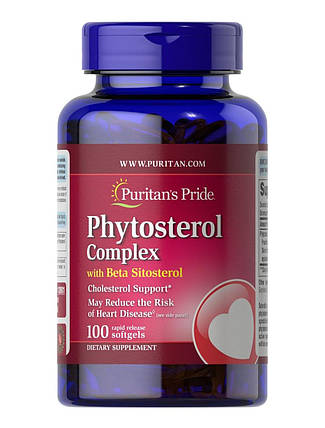 Комплекс рослинних стеролів, що містять бета-ситостерол Puritan's Pride Phytosterol Complex 1000 мг 100 капс., фото 2