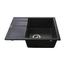 Гранітна мийка Globus Lux ONE графіт 650х500 мм-А0001, фото 5