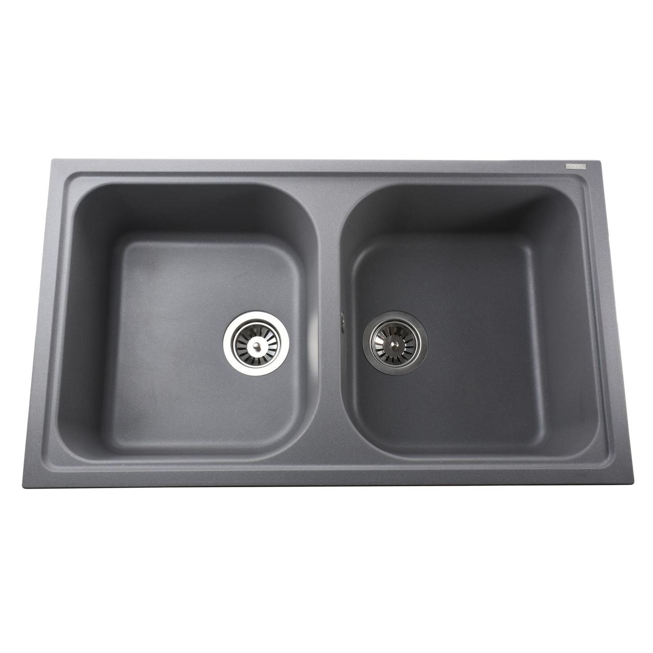 Гранітна мийка Globus Lux MALAREN сірий металік 860х500 мм-А0003