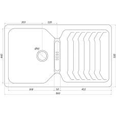 Гранітна мийка Globus Lux BOREN графіт 860х500 мм-А0001, фото 6
