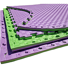 Покриття для дитячої кімнати 1000х1000х20мм мат татамі ластівчин хвіст EVA фіолетовий - зелений