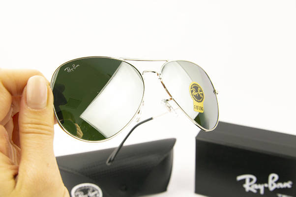Сонцезахисні окуляри RAY BAN Aviator + футляр (арт. RB3025) дзеркальна зелена лінза, фото 6
