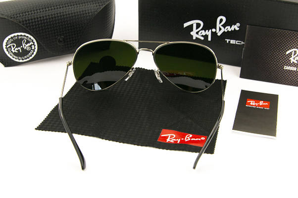 Сонцезахисні окуляри RAY BAN Aviator + футляр (арт. RB3025) дзеркальна зелена лінза, фото 4