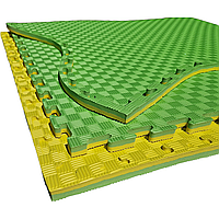 Покрытия для детской комнаты 1000х1000х20мм мат татами ласточкин хвост EVA желто-зеленый