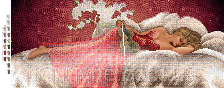 Схема вишивання бісером Дівчина в червоному 19.5х47 см. Габардин