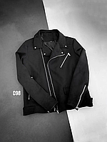 Чоловіча замшева курточка чорного кольору / Класичні шкірянки для чоловіків на весну — осінь — літо