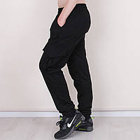 Штаны трикотажные на мальчика с накладными карманами возраст от 6 до 13 лет брюки спортивные черного цвета