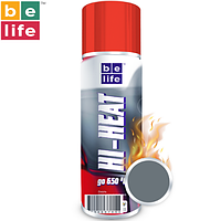 Аэрозольная акриловая жаростойкая краска серебрянная BeLife Hi-Heat №1300 400мл
