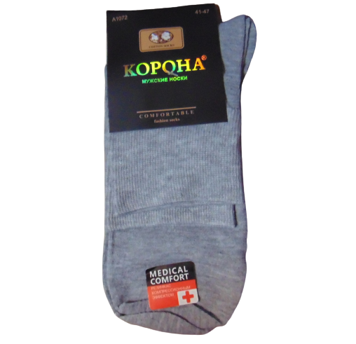 Чоловічі шкарпетки з компресійним ефектом Корона А1072 41-47 світло-сірі, фото 1