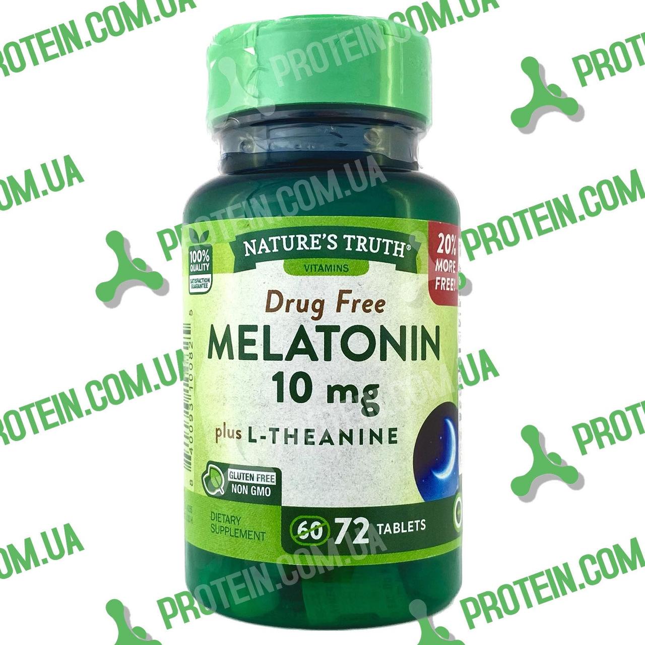 Мелатонін з Теаніном Nature's Truth Melatonin 10 мг plus L-Theanine 72 таб