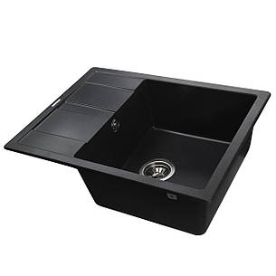 Гранітна мийка Globus Lux ONE чорний 650х500 мм-А0002, фото 3