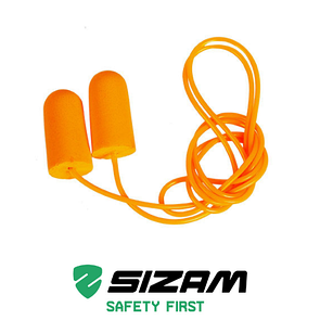 Беруші одноразові з PVC шнуром 1280 Sizam SNR 30dB помаранчеві 35021 200 шт