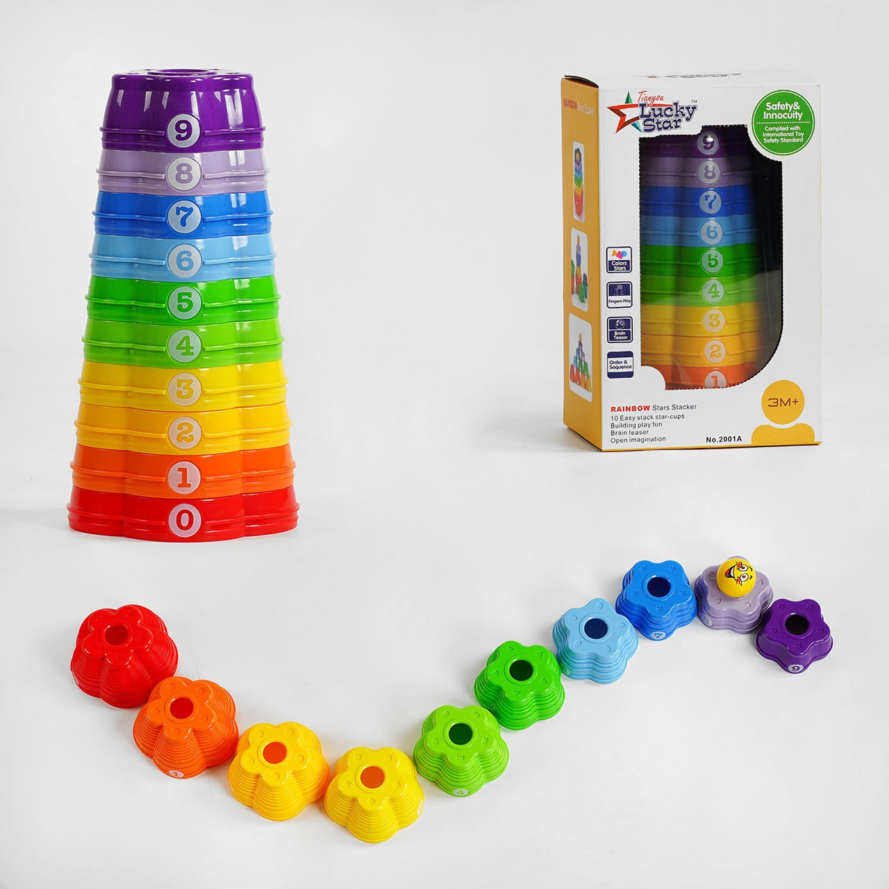 Іграшка розвиваюча A-Toys Пірамідка 10 елементів із цифрами, 2001А
