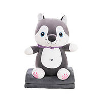 М'яка іграшка Bambi Собачка 45см з ковдрою, 166х110см, сірий, М13945(Grey)