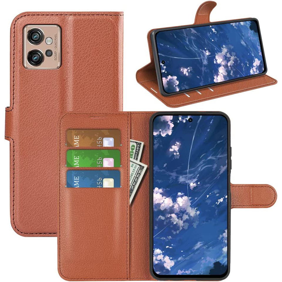 Чохол-книжка Litchie Wallet для Motorola G32 Brown