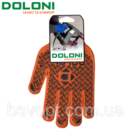 Перчатки рабочие двухсторонние с ПВХ точкой 10 класс Doloni Universal PRO оранжевые 4470 - фото 3 - id-p605755546