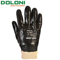 Перчатки рабочие трикотажные с двойным ПВХ обливом Doloni D-Resist черные 4583