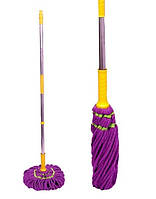 Веревочная швабра с металлической ручкой и трещоткой Максус Плюс 6117 фиолетовая 41х120 см