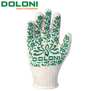 Садові рукавички трикотажні з ПВХ точкою 10 клас Doloni 620