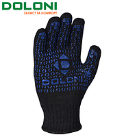 Перчатки рабочие трикотажные утепленные с ПВХ точкой 7+10 класс Doloni Universal Plus черные 648
