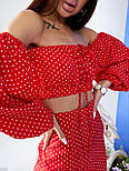 Жіночий костюм топ та штани палаццо червоного кольору, фото 4