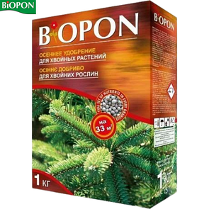 Гранульоване осіннє добриво для хвойних рослин багатокомпонентне BIOPON 1 кг