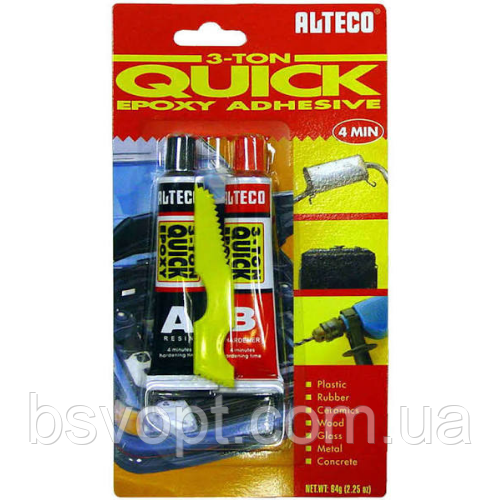 Двухкомпонентный эпоксидный клей 4 минуты Alteco 3-Ton Quick Epoxy Adhesive 64 г - фото 1 - id-p33580447