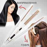 Плойка Выпрямитель Гофре Geemy Straight Wave Утюжок для волос с температурным контролем 120-200C, 80 Вт
