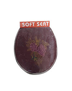 М'яке сидіння кришка для унітазу Soft Seat Вишивка бордовий 36х40 см